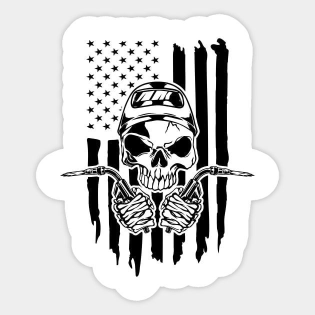 Welding American Welder Skull USA Flag Sticker by Visual Vibes